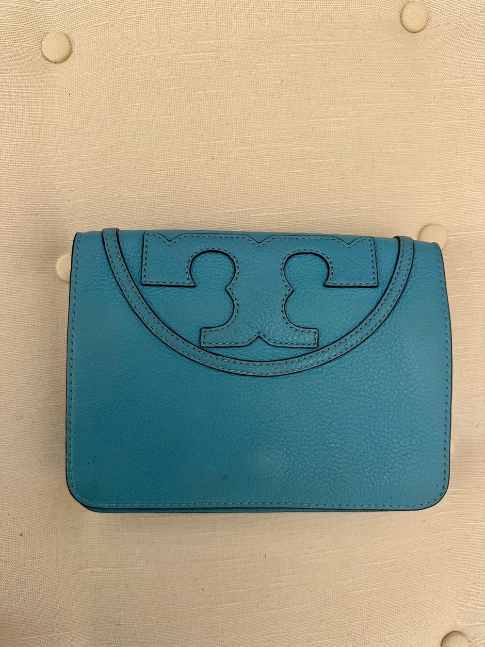 Tori Burch All-T Combo Crossbody  Leather Clutch Juniper Berry Handbag